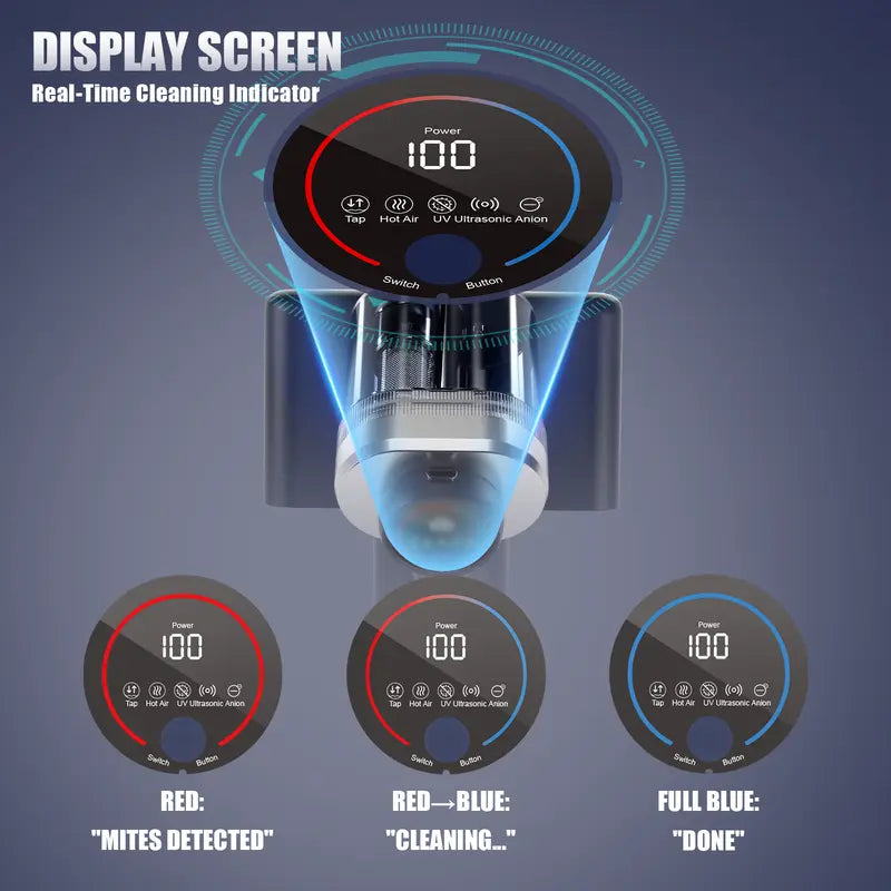 Teant UV Mattress Vacuum Cleaner – 600W 16Kpa Handheld Mite Remover with HEPA Filter, Hot Air, LED Display & Aroma Function